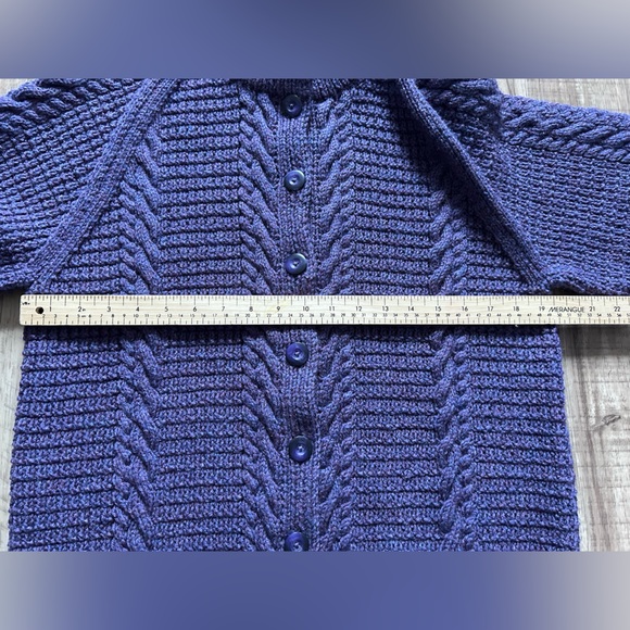 Handmade artisan Purple Cable Knit Women's cardigan button down Sweater cozy - Picture 5 of 5